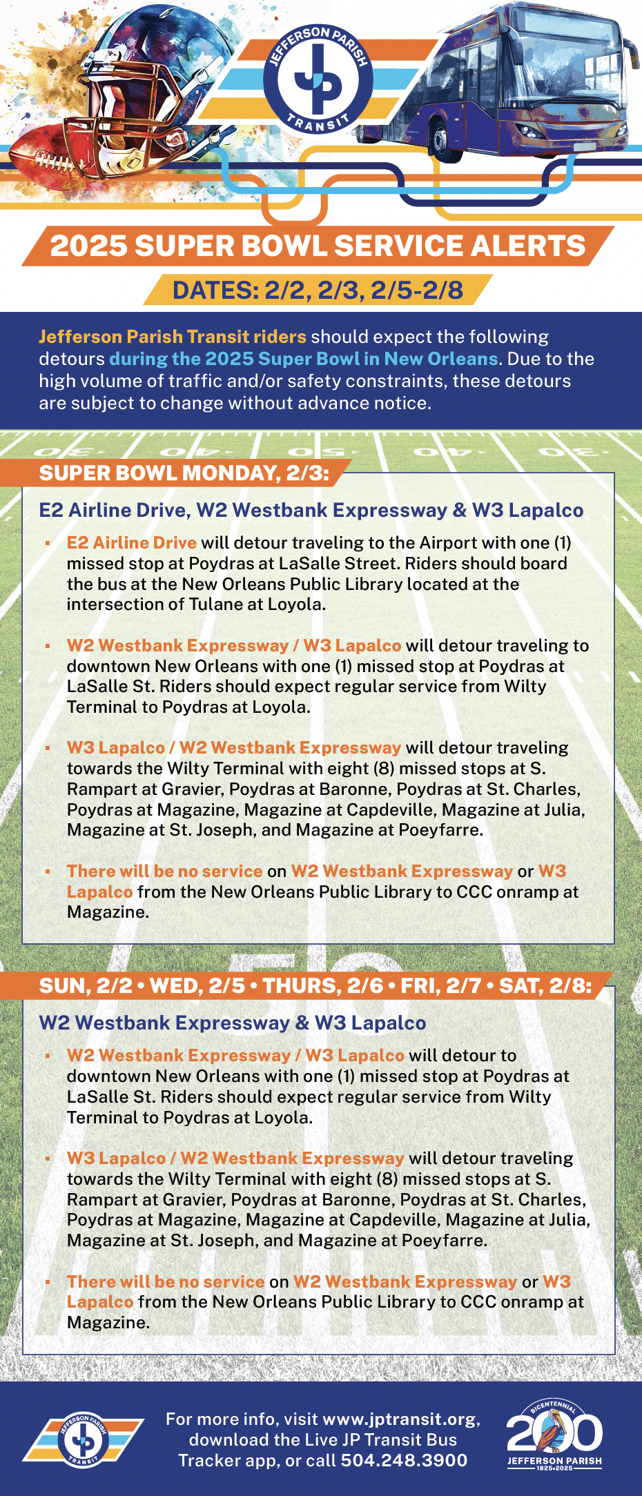 JPT Super Bowl 2025 Service Alerts Jefferson Parish Transit